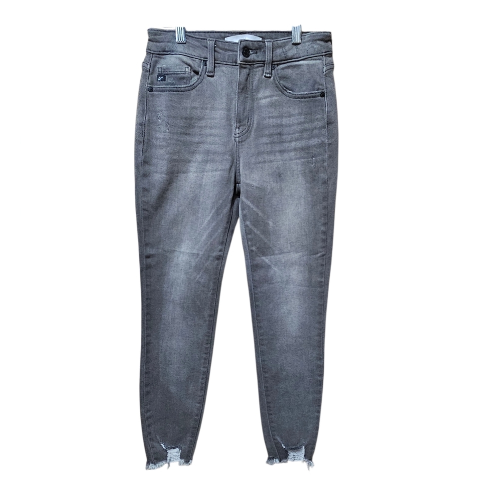 KanCan Women’s Gray Skinny Jeans Distressed‎ Hem Stretch Denim 5/26